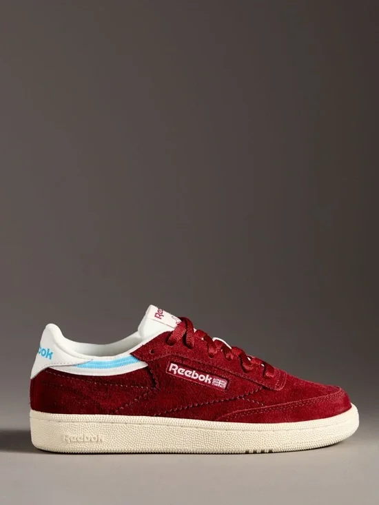 Reebok Classics Club C 85 Trainers Sneakers Hairy Suede Low-Top Sneakers Red 9 - Picture 2 of 15